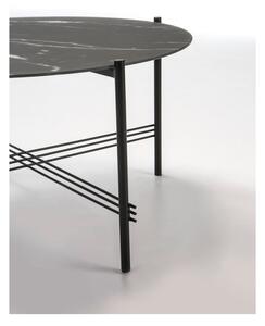 Crni stolić za kavu sa staklenom pločom u mramornom dekoru Marckeric, ø 84 cm