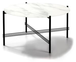 Bijelo-crni stolić sa staklenom pločom u dekoru mramora Marckeric, ø 84 cm