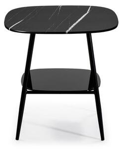 Crni stolić za skladištenje sa staklenom pločom u mramornom dekoru Marckeric Alina