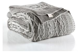 Sivi pokrivač Knit, 220 x 240 cm