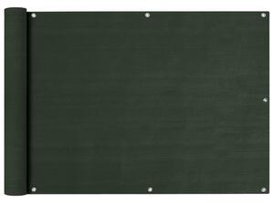VidaXL Balkonski zastor tamnozeleni 75 x 600 cm HDPE