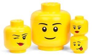 Žuta kutija za pohranu u obliku glave LEGO® Silly, 10.5 x 10.6 x 12 cm