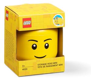 Žuta kutija za pohranu u obliku glave LEGO® Boy, 10.5 x 10.6 x 12 cm