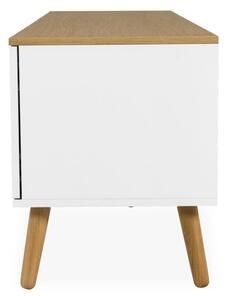 Bijela TV komoda s hrastovim nogama Tenzo Dot, širine 192 cm