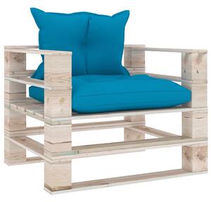 VidaXL Vrtna sofa od paleta od borovine s plavim jastucima