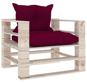 VidaXL Vrtna sofa od paleta od borovine s jastucima boje vina