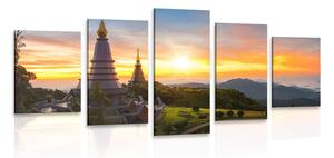 5-dijelna slika jutarnji izlazak sunca nad Tajlandom
