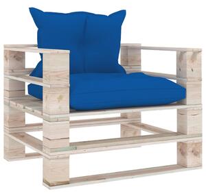 VidaXL Vrtna sofa od paleta od borovine s kraljevski plavim jastucima