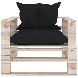 VidaXL Vrtna sofa od paleta od borovine s crnim jastucima