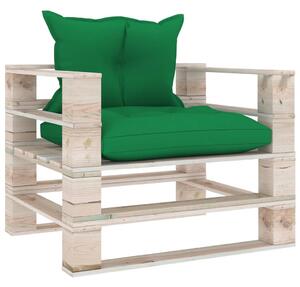 VidaXL Vrtna sofa od paleta od borovine sa zelenim jastucima
