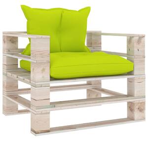 VidaXL Vrtna sofa od paleta od borovine s jarko zelenim jastucima