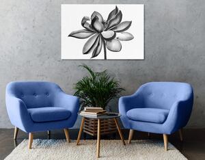 Slika akvarelni lotosov cvijet u crno-bijelom dizajnu