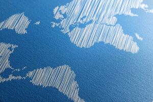Slika na plutu šrafirani zemljovid svijeta na plavoj pozadini