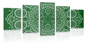 5-dijelna slika nježna etnička Mandala u zelenom dizajnu