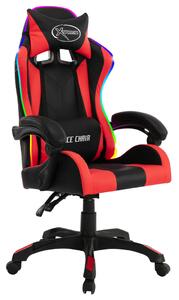 VidaXL Igraća stolica s RGB LED svjetlima crveno-crna od umjetne kože