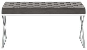 VidaXL Klupa od sivog baršuna i nehrđajućeg čelika 97 cm