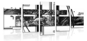 5-dijelna slika luksuzna apstrakcija u crno-bijelom dizajnu