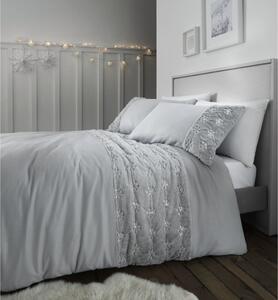 Siva mikropliš posteljina Catherine Lansfield Cosy Snowflake, 135 x 200 cm