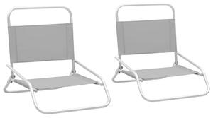 VidaXL Sklopive stolice za plažu od tkanine 2 kom sive