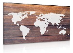 Slika zemljovid svijeta s drvenom pozadinom