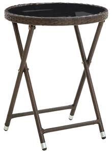VidaXL Stolić za čaj smeđi 60 cm od poliratana i kaljenog stakla