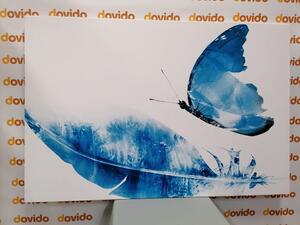 Slika perce s leptirom u plavom dizajnu