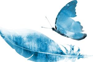 Slika perce s leptirom u plavom dizajnu