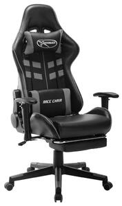 VidaXL Igraća stolica od umjetne kože s osloncem za noge crno-siva
