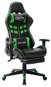 VidaXL Igraća stolica od umjetne kože s osloncem za noge crno-zelena