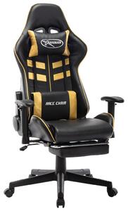 VidaXL Igraća stolica od umjetne kože s osloncem za noge crno-zlatna