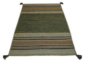 Zeleno-smeđi pamučni tepih Webtappeti Antique Kilim, 70 x 140 cm