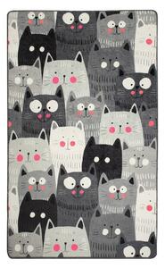 Sivi dječji protuklizni tepih Conceptum Hypnose Cats, 140 x 190 cm