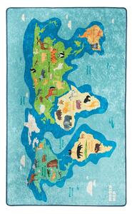 Plavi dječji anti-klizni tepih Chilila Map, 140 x 190 cm