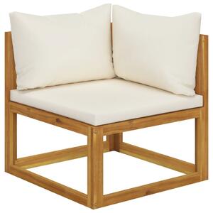 VidaXL Modularna kutna sofa i krem bijeli jastuci bagremovo drvo
