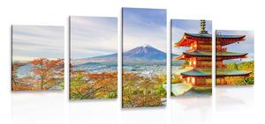 5-dijelna slika pogled na Chureito Pagodu i planinu Fuji