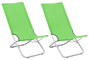 VidaXL Sklopive stolice za plažu od tkanine 2 kom zelene
