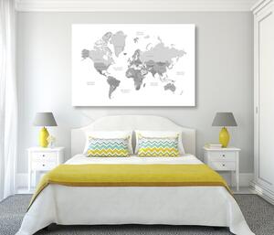 Slika crno-bijeli zemljovid svijeta u vintage dizajnu