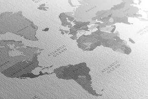 Slika na plutu crno-bijeli zemljovid svijeta u vintage dizajnu