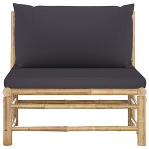 VidaXL Srednja vrtna sofa od bambusa s tamnosivim jastucima