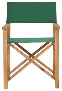VidaXL Sklopiva redateljska stolica od masivne tikovine zelena