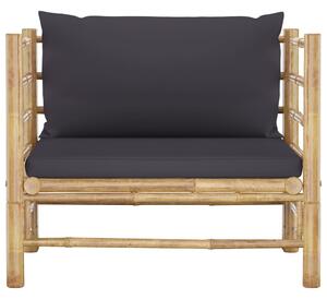 VidaXL Vrtna sofa od bambusa s tamnosivim jastucima