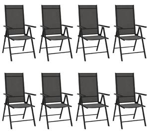 VidaXL Sklopive vrtne stolice 8 kom od tekstilena crne