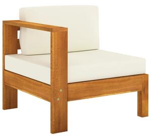 VidaXL Srednja sofa s 1 naslonom za ruke krem bijela bagremovo drvo