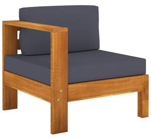 VidaXL Srednja sofa s 1 naslonom za ruke tamnosiva od bagremovog drva