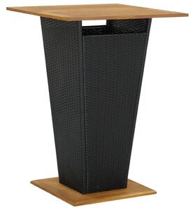 VidaXL Barski stol crni 80x80x110 cm poliratan i masivno drvo bagrema