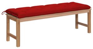 VidaXL Vrtna klupa s crvenim jastukom 150 cm od masivne tikovine
