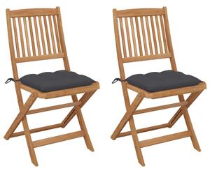 VidaXL Sklopive vrtne stolice s jastucima 2 kom od bagremovog drva