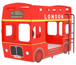 VidaXL Krevet na kat londonski autobus crveni MDF 90 x 200 cm
