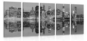 5-dijelna slika grad Manhattana u crno-bijelom dizajnu