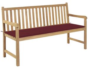 VidaXL Vrtna klupa s jastukom boje vina 150 cm od masivne tikovine